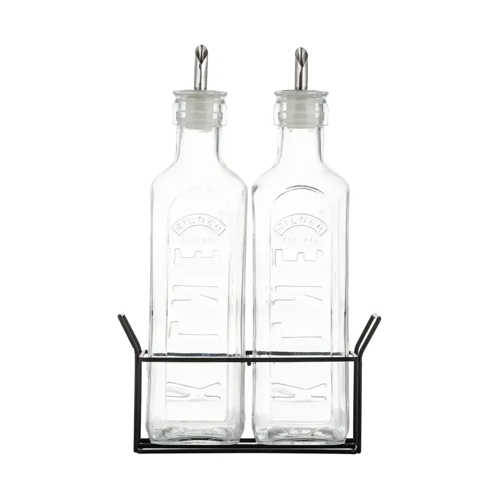 Kilner Set of 2 Oil Bottles with Metal Rack